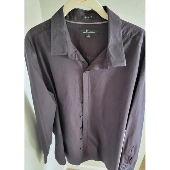 Marc Anthony Long Sleeve Shirt Mens XL Burgundy Button Up - Picture 1 of 7